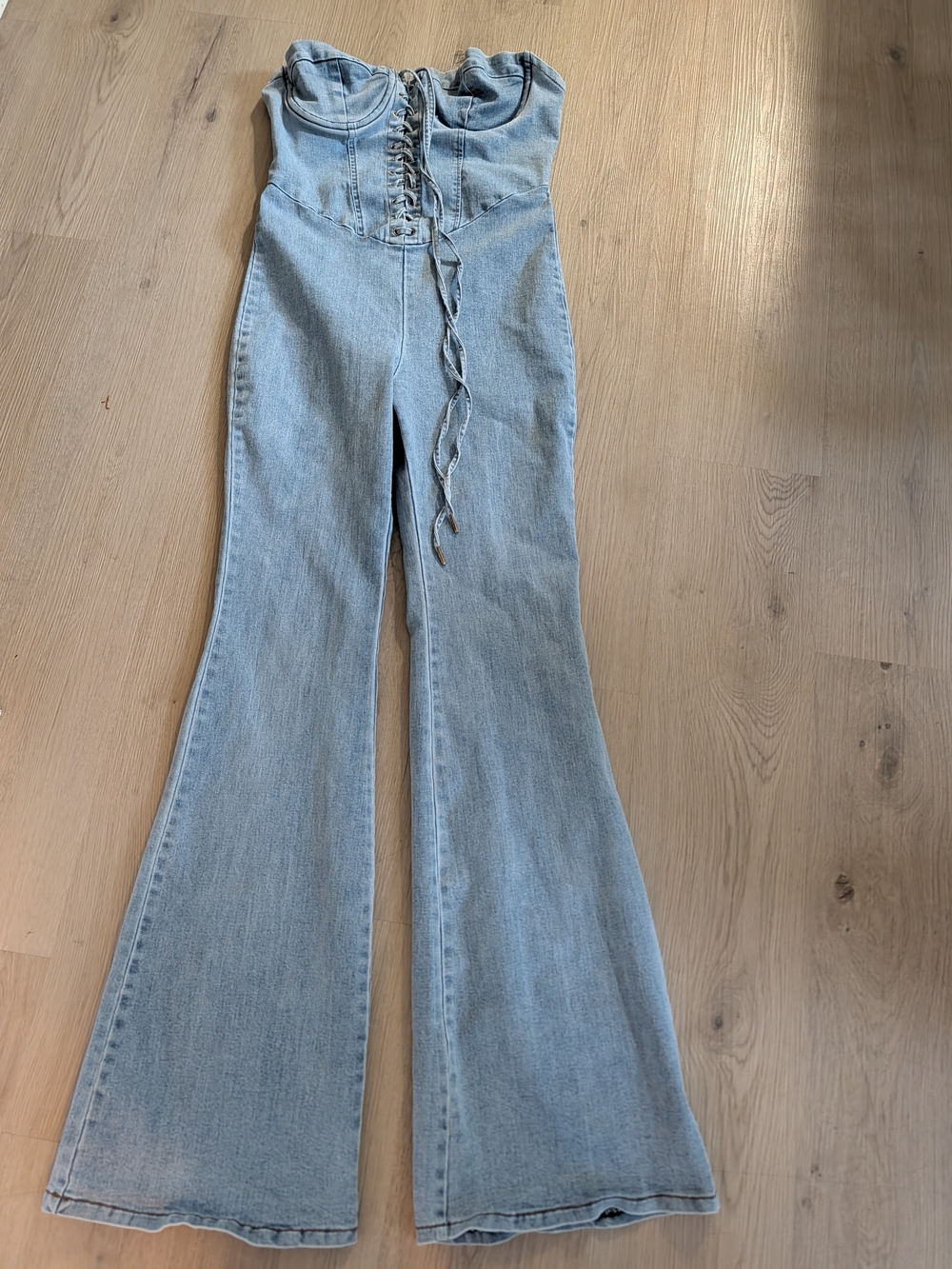 Fashion Nova Light Blue Jean Jumpsuit XL